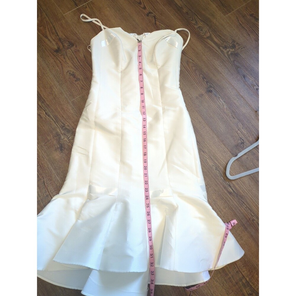 Suzanne Ermann White Wedding Dress Midi Silk Blend 40 US8 - Picture 12 of 12
